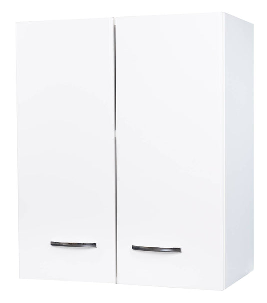 Negrari Comfort FH360D Pensile 2 Ante Colore Bianco Lucido 60x32 H70 cm Mobile Interno Lavanderia Armadio Sospeso Montato in Legno Nobilitato Idrofugo Apertura Sportelli Battente Angoli Squadrati Cerniere Chiusura Rallentata Maniglia Ripiano Regolabile