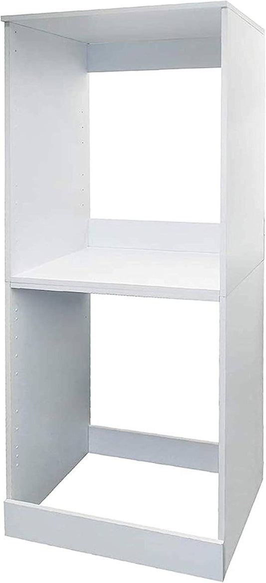 Negrari Double 6008ALKR Mobile Porta Lavatrice e Asciugatrice Verticale Doppio in Legno Nobilitato Idrofugo W100 Colore Bianco Per Interno Fornito In Kit Di Montaggio a Due Scomparti Piedini Regolabili Zoccolo Frontale Estraibile Misura 70x60 H179 cm