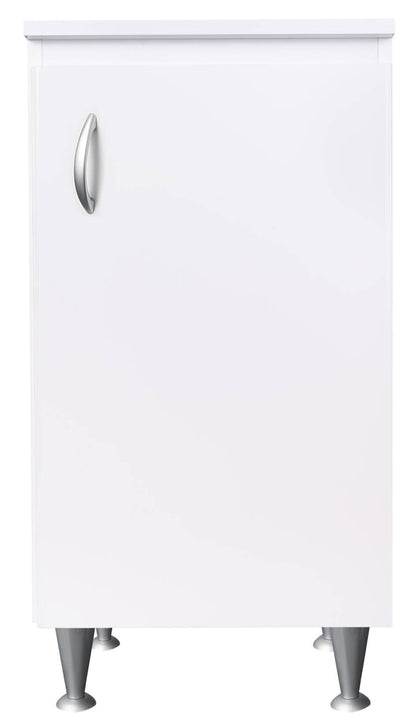 Negrari Eco FB6006 Base 1 Anta Colore Bianco 45x50 H85 cm Per Interno Lavanderia Bagno Mobile a Terra Montato in Legno Nobilitato Idrofugo Piedini Regolabili Apertura Anta Battente Angoli Squadrati Maniglia Stondata Satinata Posizione Ripiano Regolabile