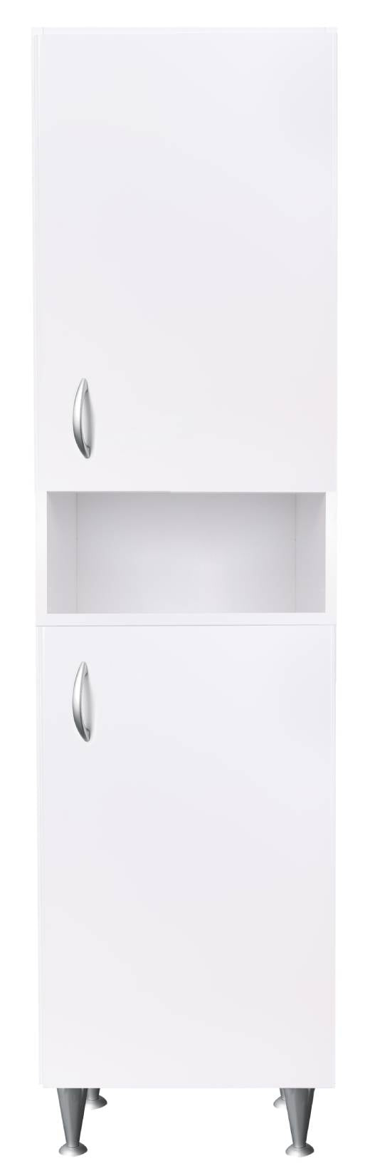 Negrari Eco FC6006 Colonna Colore Bianco 45x50 H185 cm Per Interno Lavanderia Bagno Mobile a Terra Montato in Legno Nobilitato Idrofugo Piedini Regolabili Apertura 2 Ante Battente Angoli Squadrati Maniglie Stondate Satinate Ripiano Regolabile