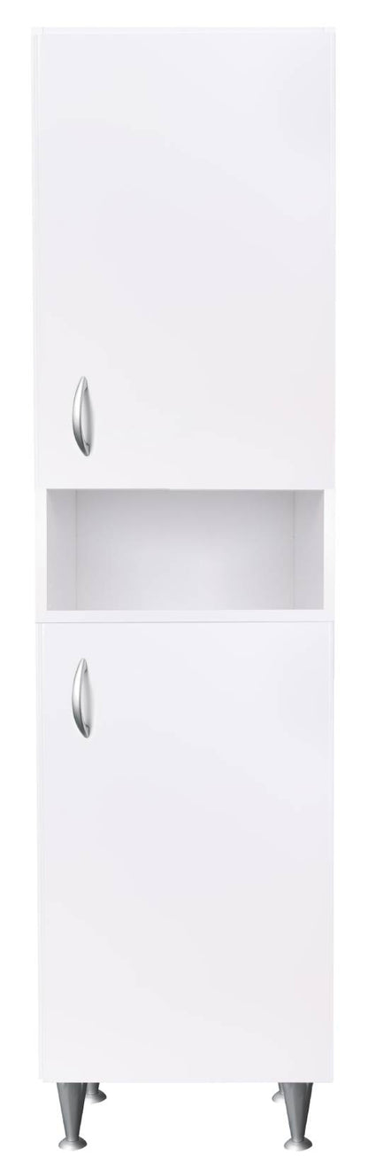 Negrari Eco FC6006 Colonna Colore Bianco 45x50 H185 cm Per Interno Lavanderia Bagno Mobile a Terra Montato in Legno Nobilitato Idrofugo Piedini Regolabili Apertura 2 Ante Battente Angoli Squadrati Maniglie Stondate Satinate Ripiano Regolabile