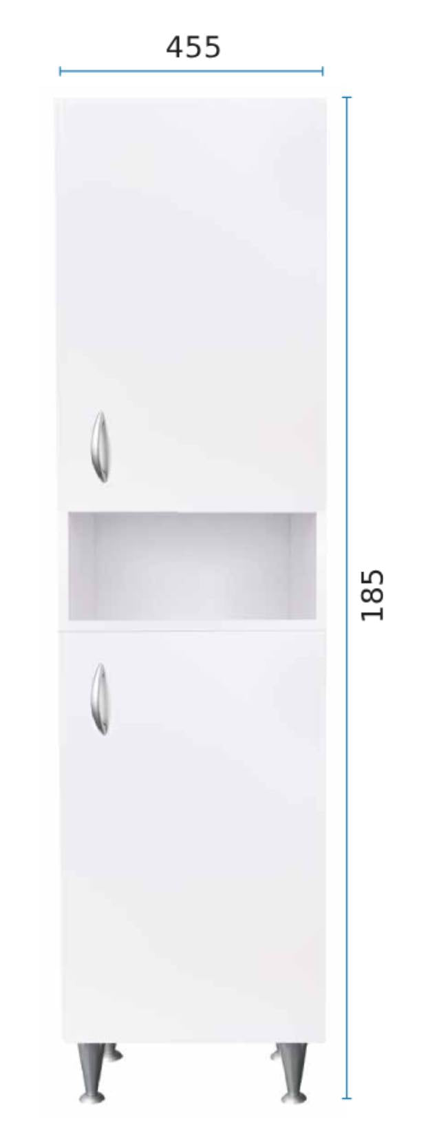 Negrari Eco FC6006 Colonna Colore Bianco 45x50 H185 cm Per Interno Lavanderia Bagno Mobile a Terra Montato in Legno Nobilitato Idrofugo Piedini Regolabili Apertura 2 Ante Battente Angoli Squadrati Maniglie Stondate Satinate Ripiano Regolabile