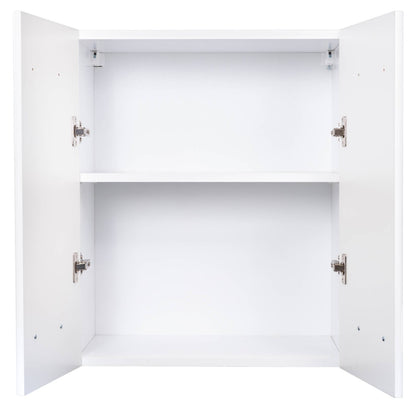 Negrari Eco FH660 Pensile 2 Ante Colore Bianco 59x32 H70 cm Per Interno Lavanderia Mobile Armadio Sospeso Parete Montato in Legno Nobilitato Idrofugo Chiusura Due Sportelli Battente Angoli Squadrati Maniglie Stondate Satinate Posizione Ripiano Regolabile
