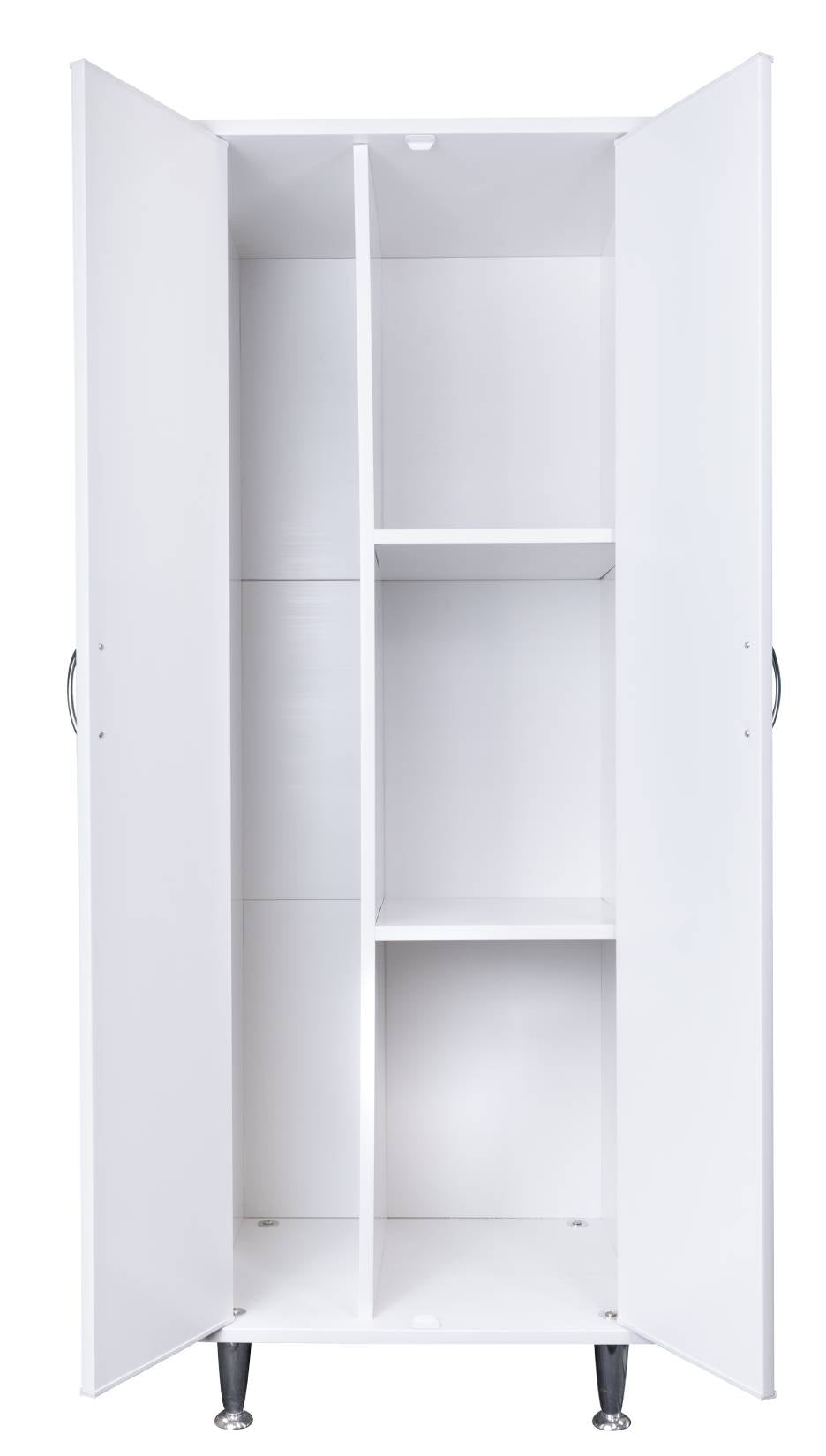 Negrari Lux FC9042D Colonna Colore Bianco 60x49 H162,5 cm Mobile Armadio a Terra in PVC Fornito Montato Resistente All'Acqua Adatto Per Interno Esterno Lavanderia Bagno Luoghi Umidi Con Piedini Alti 12 cm Apertura 2 Ante Battenti Maniglie Cromate Ripiani