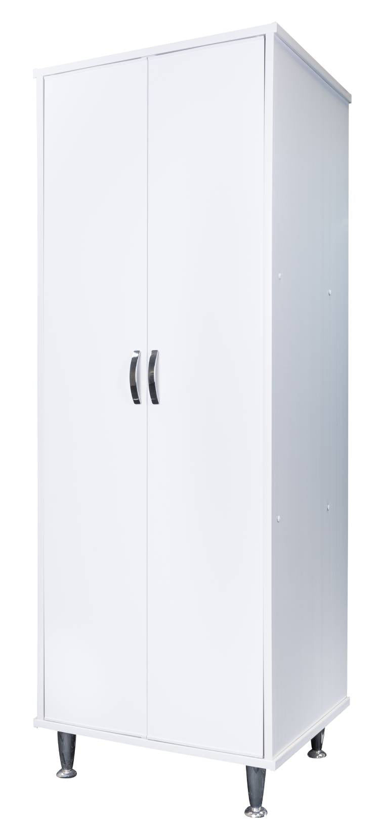 Negrari Lux FC9042D Colonna Colore Bianco 60x49 H162,5 cm Mobile Armadio a Terra in PVC Fornito Montato Resistente All'Acqua Adatto Per Interno Esterno Lavanderia Bagno Luoghi Umidi Con Piedini Alti 12 cm Apertura 2 Ante Battenti Maniglie Cromate Ripiani