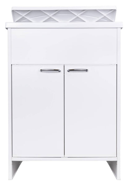 Negrari Kit Garden 9002K Mobile Lavatoio Lavapanni Misura L60P50H85 60x50 H85 CM Bianco Montaggio Lavanderia Bagno Anta Sportello Battente Interno Esterno Pilozzo Vasca Asse Lavaggio Lavabo Plastica Resina PVC Sifone Resistente Acqua Umidità Pioggia Sole