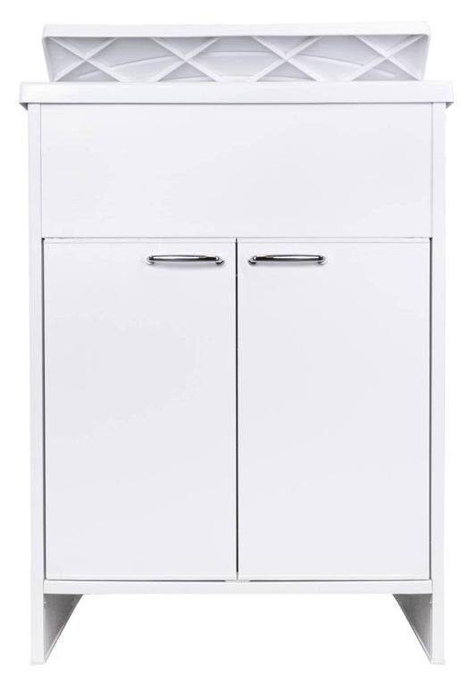 Negrari Kit Garden 9002K Mobile Lavatoio Lavapanni Misura L60P50H85 60x50 H85 CM Bianco Montaggio Lavanderia Bagno Anta Sportello Battente Interno Esterno Pilozzo Vasca Asse Lavaggio Lavabo Plastica Resina PVC Sifone Resistente Acqua Umidità Pioggia Sole