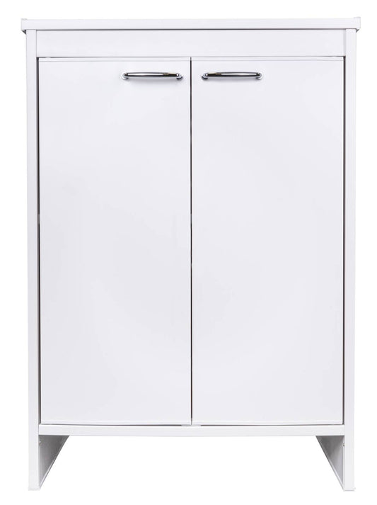 Negrari Garden FB9002K Base 2 Ante Colore Bianco 60x49 H84 cm Mobile Armadietto Fianchi a Terra in PVC Resistente All'Acqua Fornito In Kit Di Montaggio Per Interno Esterno Lavanderia Bagno Luoghi Umidi Apertura Due Sportelli Battenti Maniglie Ripiano