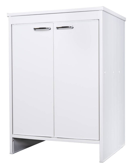 Negrari Garden FB9002K Base 2 Ante Colore Bianco 60x49 H84 cm Mobile Armadietto Fianchi a Terra in PVC Resistente All'Acqua Fornito In Kit Di Montaggio Per Interno Esterno Lavanderia Bagno Luoghi Umidi Apertura Due Sportelli Battenti Maniglie Ripiano