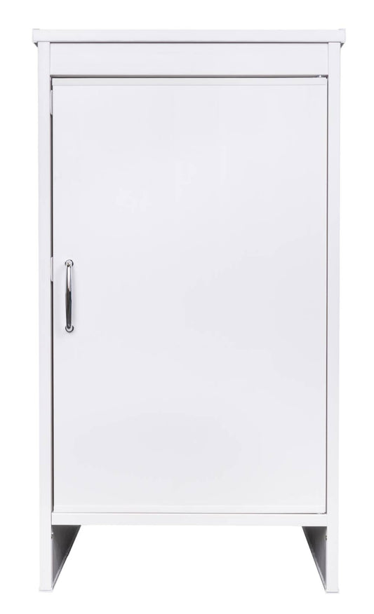 Negrari Garden FB9006K Base 1 Anta Colore Bianco 46,5x49 H84 cm Mobile Fianchi a Terra in PVC Resistente All'Acqua Fornito In Kit Di Montaggio Per Interno Esterno Lavanderia Bagno Luoghi Umidi Apertura Sportello Battente Reversibile Maniglia Ripiano