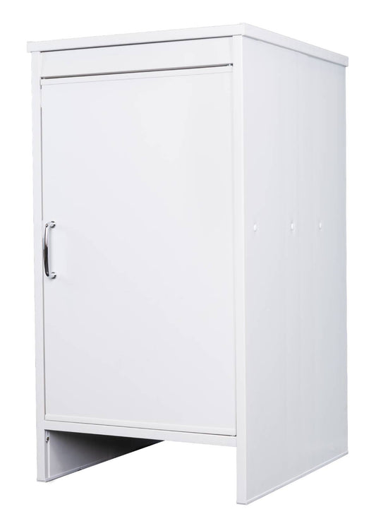 Negrari Garden FB9006K Base 1 Anta Colore Bianco 46,5x49 H84 cm Mobile Fianchi a Terra in PVC Resistente All'Acqua Fornito In Kit Di Montaggio Per Interno Esterno Lavanderia Bagno Luoghi Umidi Apertura Sportello Battente Reversibile Maniglia Ripiano