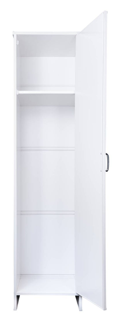 Negrari Garden FC9006K Colonna Lavanderia 1 Anta Bianco 46,5x49 H182 cm Mobile Armadio Fianchi a Terra in PVC Fornito In Kit Di Montaggio Resistente All'Acqua Adatto Per Interno Esterno Bagno Luoghi Umidi Apertura Sportello Battente Reversibile Ripiano
