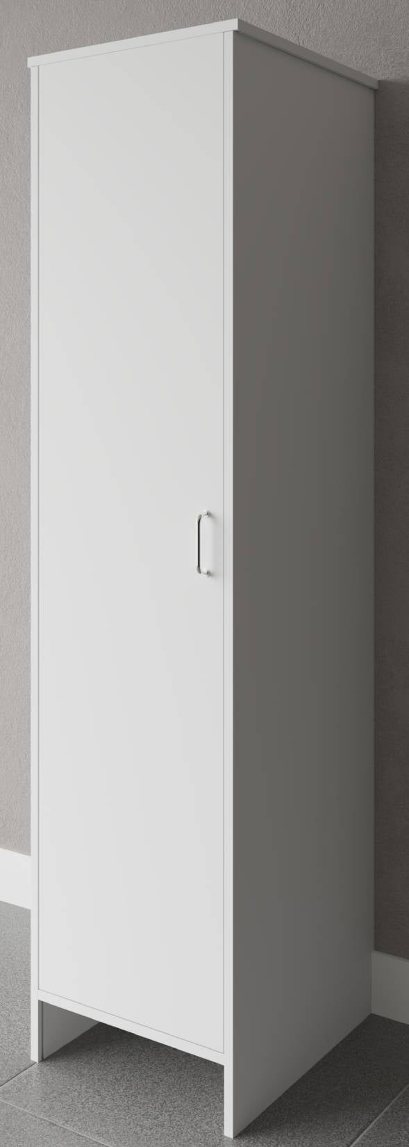 Negrari Garden FC9006K Colonna Lavanderia 1 Anta Bianco 46,5x49 H182 cm Mobile Armadio Fianchi a Terra in PVC Fornito In Kit Di Montaggio Resistente All'Acqua Adatto Per Interno Esterno Bagno Luoghi Umidi Apertura Sportello Battente Reversibile Ripiano