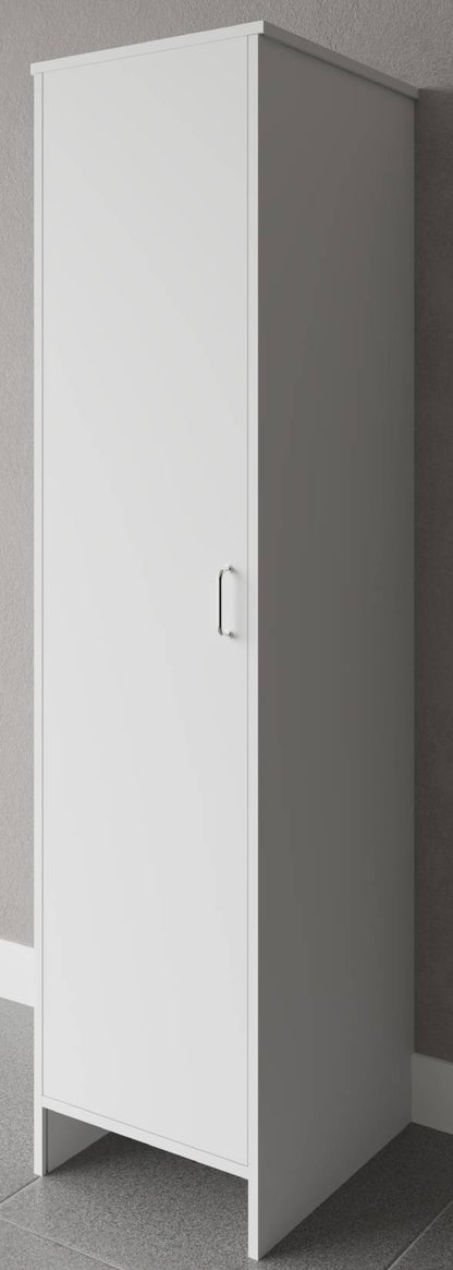 Negrari Garden FC9006K Colonna Lavanderia 1 Anta Bianco 46,5x49 H182 cm Mobile Armadio Fianchi a Terra in PVC Fornito In Kit Di Montaggio Resistente All'Acqua Adatto Per Interno Esterno Bagno Luoghi Umidi Apertura Sportello Battente Reversibile Ripiano