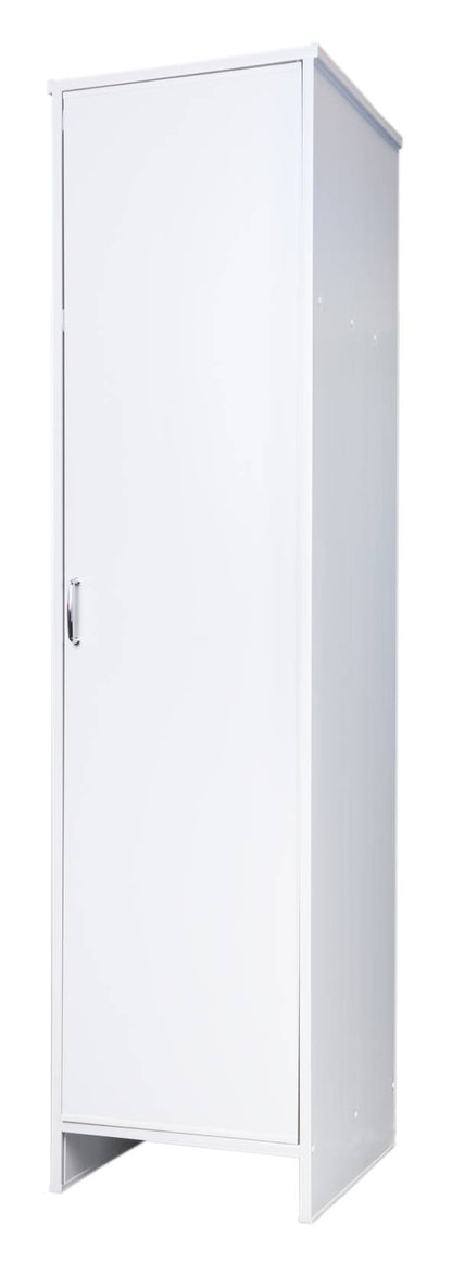 Negrari Garden FC9006K Colonna Lavanderia 1 Anta Bianco 46,5x49 H182 cm Mobile Armadio Fianchi a Terra in PVC Fornito In Kit Di Montaggio Resistente All'Acqua Adatto Per Interno Esterno Bagno Luoghi Umidi Apertura Sportello Battente Reversibile Ripiano