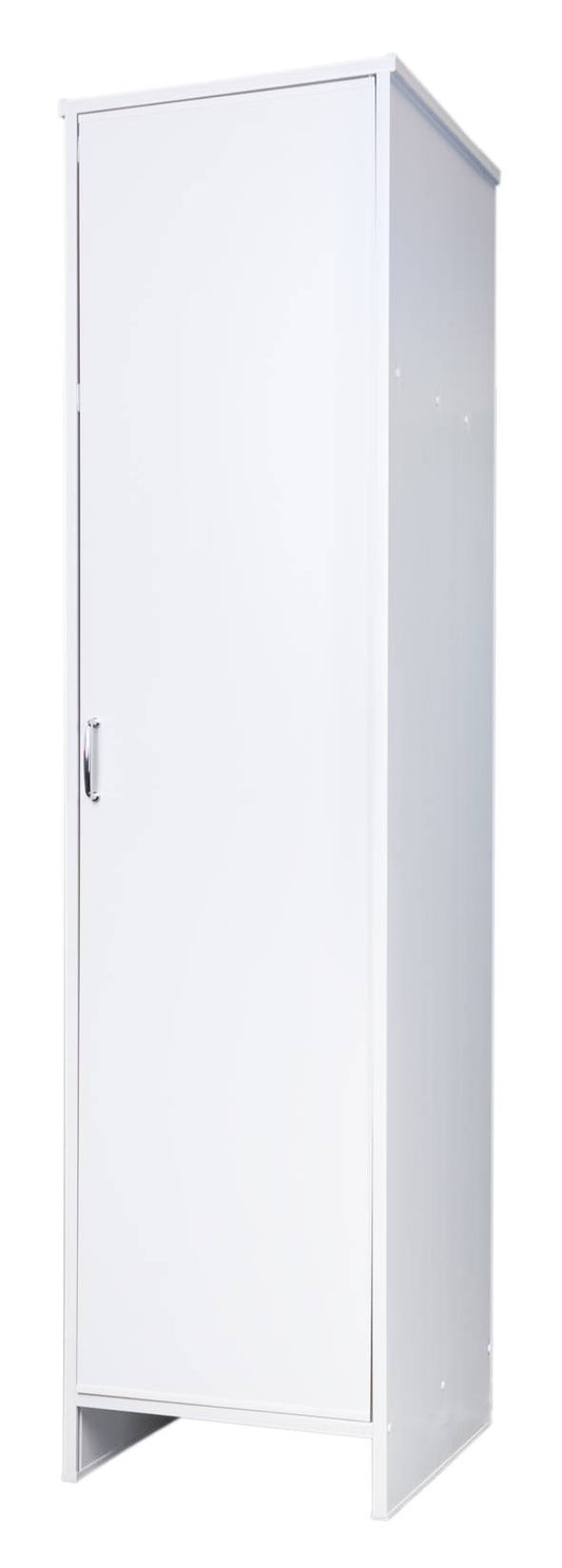 Negrari Garden FC9006K Colonna Lavanderia 1 Anta Bianco 46,5x49 H182 cm Mobile Armadio Fianchi a Terra in PVC Fornito In Kit Di Montaggio Resistente All'Acqua Adatto Per Interno Esterno Bagno Luoghi Umidi Apertura Sportello Battente Reversibile Ripiano