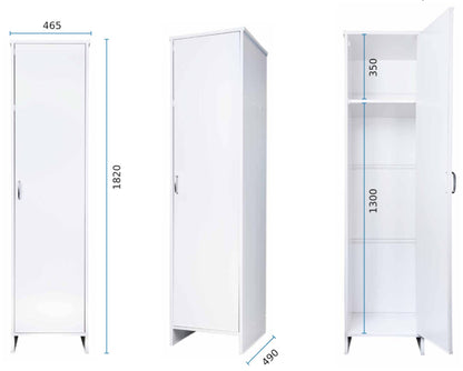 Negrari Garden FC9006K Colonna Lavanderia 1 Anta Bianco 46,5x49 H182 cm Mobile Armadio Fianchi a Terra in PVC Fornito In Kit Di Montaggio Resistente All'Acqua Adatto Per Interno Esterno Bagno Luoghi Umidi Apertura Sportello Battente Reversibile Ripiano