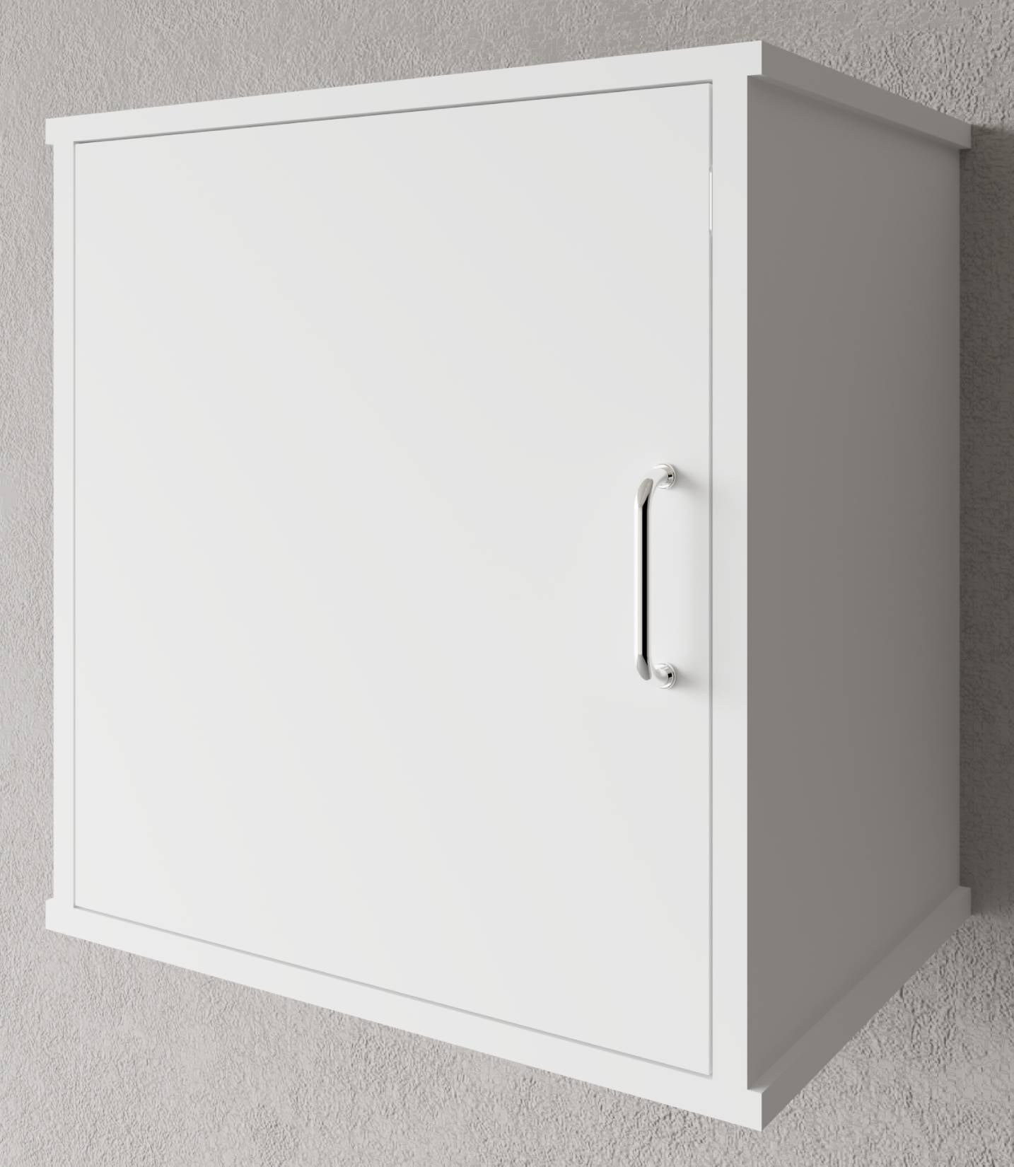 Negrari Garden FH945K Pensile 1 Anta Bianco 46,5x34 H52,5 cm Mobile Lavanderia Armadio Sospeso Fornito In Kit Di Montaggio in PVC Resistente All'Acqua Adatto Per Interno Esterno Luoghi Umidi Apertura Sportello Battente Reversibile Maniglia Cromata Ripiano
