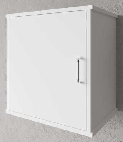 Negrari Garden FH945K Pensile 1 Anta Bianco 46,5x34 H52,5 cm Mobile Lavanderia Armadio Sospeso Fornito In Kit Di Montaggio in PVC Resistente All'Acqua Adatto Per Interno Esterno Luoghi Umidi Apertura Sportello Battente Reversibile Maniglia Cromata Ripiano