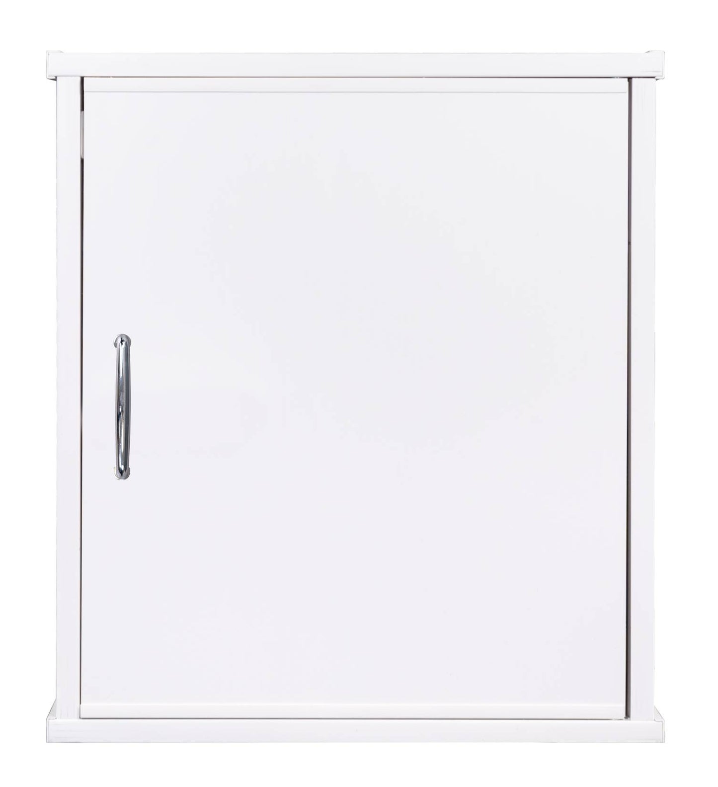 Negrari Garden FH945K Pensile 1 Anta Bianco 46,5x34 H52,5 cm Mobile Lavanderia Armadio Sospeso Fornito In Kit Di Montaggio in PVC Resistente All'Acqua Adatto Per Interno Esterno Luoghi Umidi Apertura Sportello Battente Reversibile Maniglia Cromata Ripiano