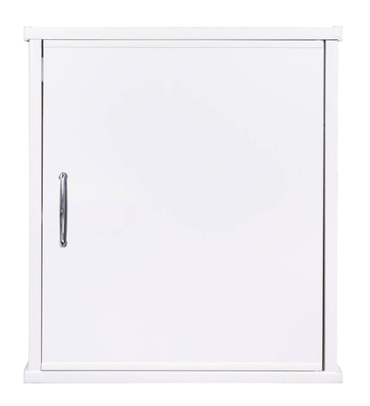 Negrari Garden FH945K Pensile 1 Anta Bianco 46,5x34 H52,5 cm Mobile Lavanderia Armadio Sospeso Fornito In Kit Di Montaggio in PVC Resistente All'Acqua Adatto Per Interno Esterno Luoghi Umidi Apertura Sportello Battente Reversibile Maniglia Cromata Ripiano