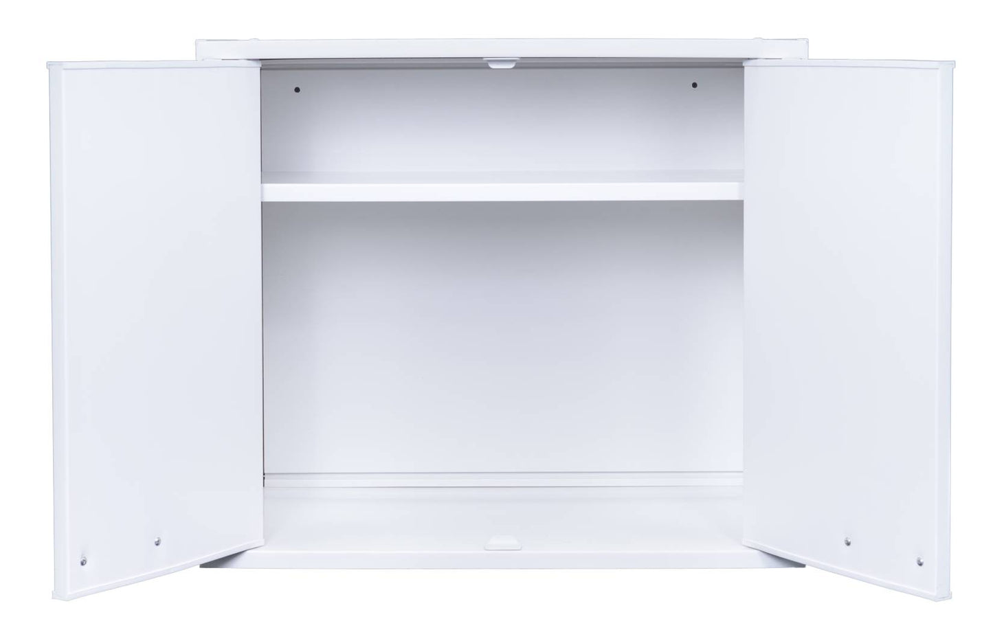Negrari Garden FH960K Pensile 2 Ante Bianco 60x34 H52,5 cm Mobile Lavanderia Armadio Sospeso Fornito In Kit Di Montaggio in PVC Resistente All'Acqua Adatto Per Interno Esterno Luoghi Umidi Apertura Due Sportelli Battenti Maniglie Cromate Ripiano