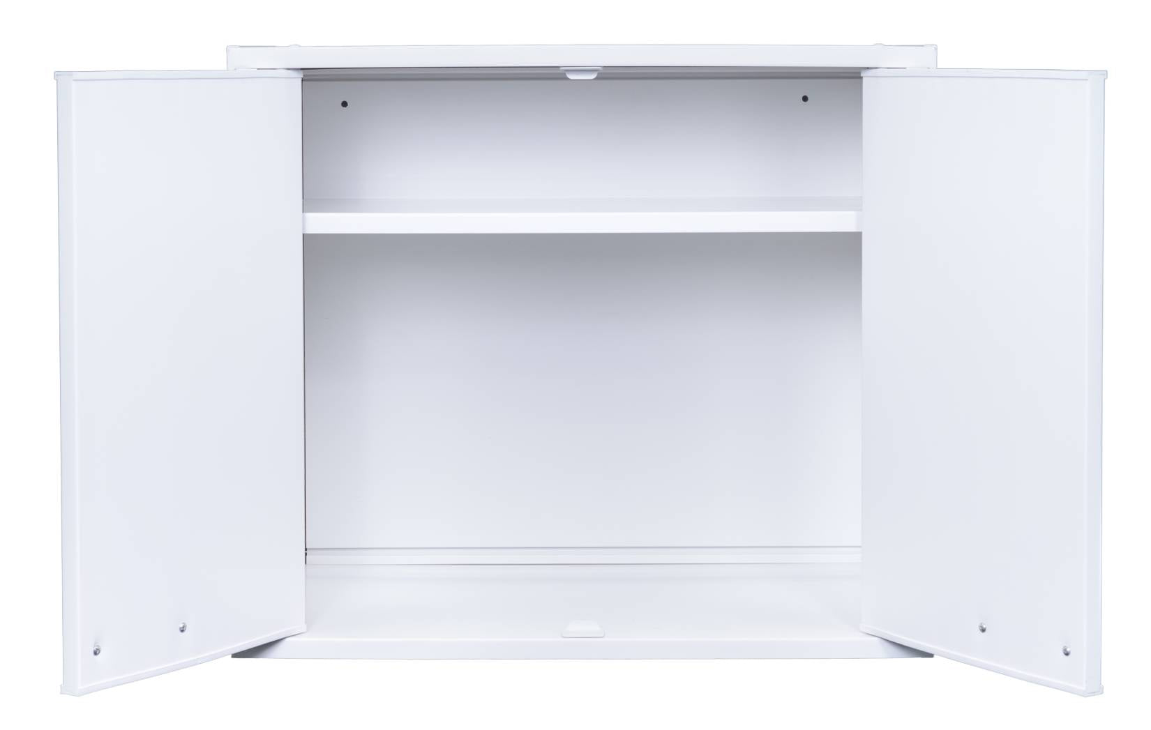 Negrari Garden FH960K Pensile 2 Ante Bianco 60x34 H52,5 cm Mobile Lavanderia Armadio Sospeso Fornito In Kit Di Montaggio in PVC Resistente All'Acqua Adatto Per Interno Esterno Luoghi Umidi Apertura Due Sportelli Battenti Maniglie Cromate Ripiano