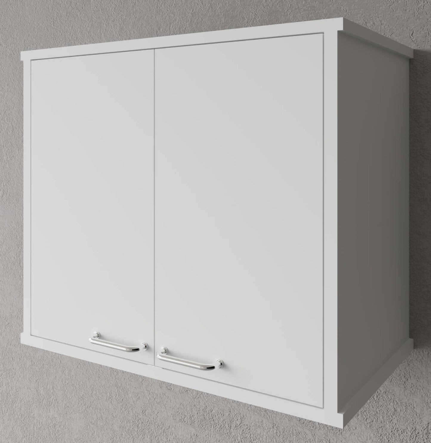 Negrari Garden FH960K Pensile 2 Ante Bianco 60x34 H52,5 cm Mobile Lavanderia Armadio Sospeso Fornito In Kit Di Montaggio in PVC Resistente All'Acqua Adatto Per Interno Esterno Luoghi Umidi Apertura Due Sportelli Battenti Maniglie Cromate Ripiano