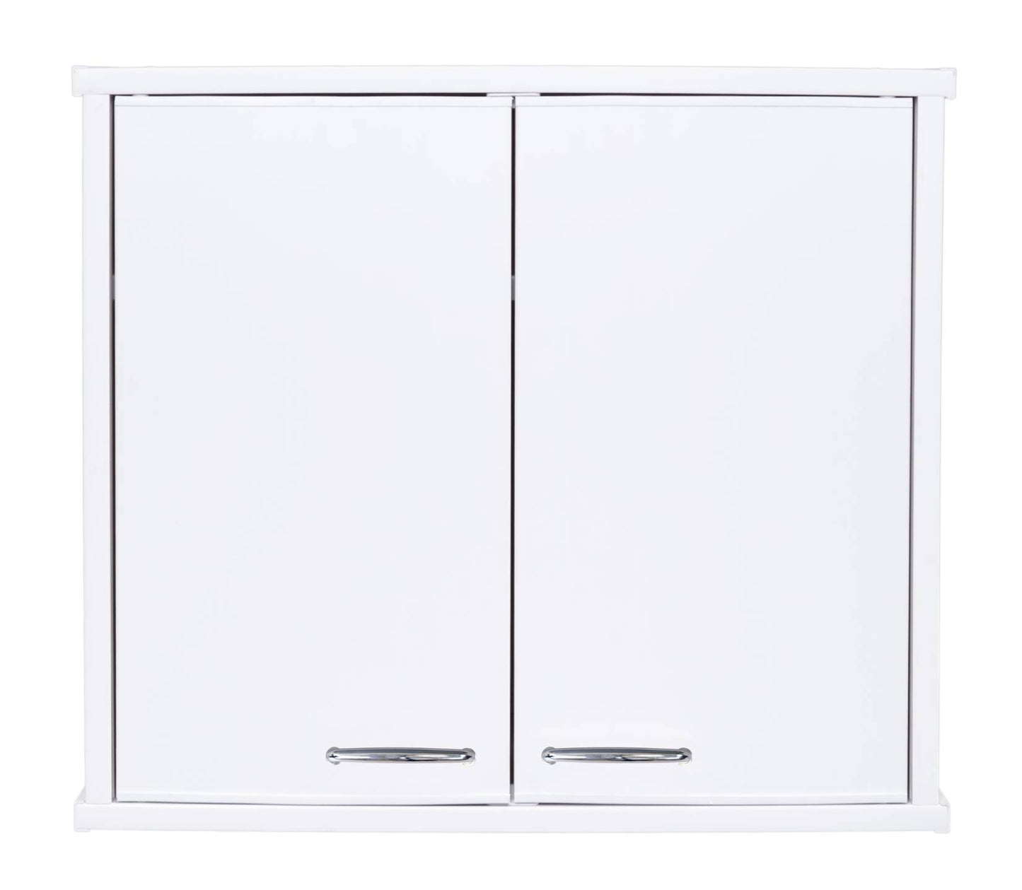 Negrari Garden FH960K Pensile 2 Ante Bianco 60x34 H52,5 cm Mobile Lavanderia Armadio Sospeso Fornito In Kit Di Montaggio in PVC Resistente All'Acqua Adatto Per Interno Esterno Luoghi Umidi Apertura Due Sportelli Battenti Maniglie Cromate Ripiano