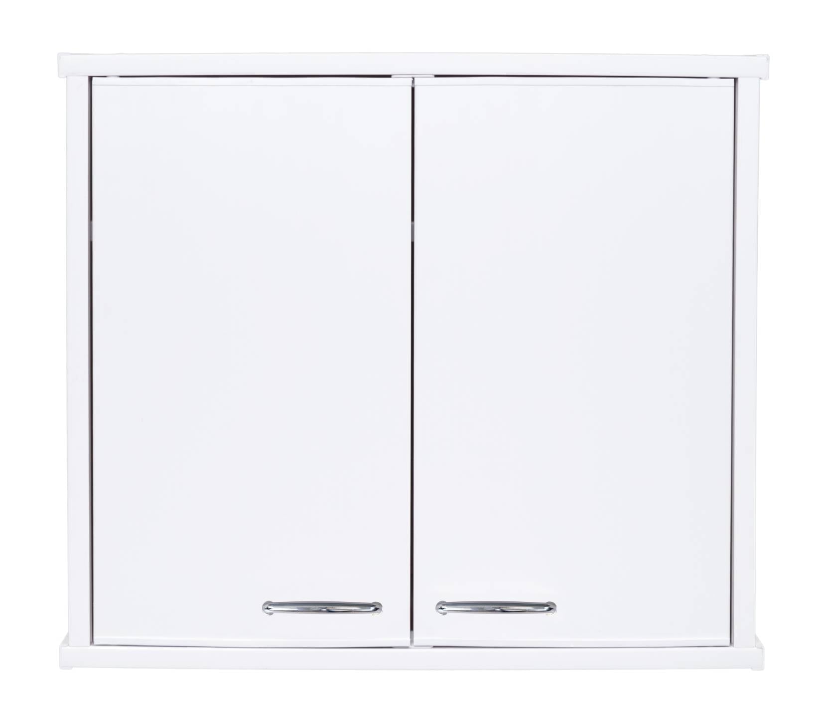 Negrari Garden FH960K Pensile 2 Ante Bianco 60x34 H52,5 cm Mobile Lavanderia Armadio Sospeso Fornito In Kit Di Montaggio in PVC Resistente All'Acqua Adatto Per Interno Esterno Luoghi Umidi Apertura Due Sportelli Battenti Maniglie Cromate Ripiano