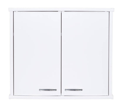 Negrari Garden FH960K Pensile 2 Ante Bianco 60x34 H52,5 cm Mobile Lavanderia Armadio Sospeso Fornito In Kit Di Montaggio in PVC Resistente All'Acqua Adatto Per Interno Esterno Luoghi Umidi Apertura Due Sportelli Battenti Maniglie Cromate Ripiano