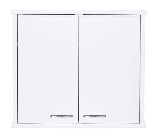 Negrari Garden FH960K Pensile 2 Ante Bianco 60x34 H52,5 cm Mobile Lavanderia Armadio Sospeso Fornito In Kit Di Montaggio in PVC Resistente All'Acqua Adatto Per Interno Esterno Luoghi Umidi Apertura Due Sportelli Battenti Maniglie Cromate Ripiano