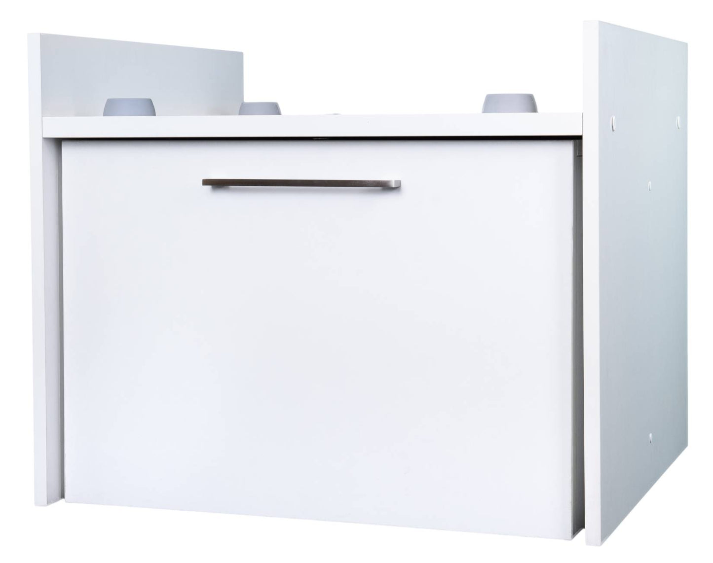 Negrari Komodo 5018D Mobile Alza Porta Lavatrice Asciugatrice Con Cassettone Contenitore Indipendente Scorrevole Ad Ampia Capienza in Legno Nobilitato Idrofugo W100 Bianco Per Interno Maniglia Ruotine Apertura Anta a Ribalta Fornito Montato 69x65 H59 cm