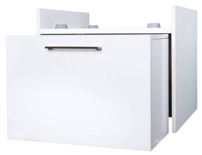 Negrari Komodo 5018D Mobile Alza Porta Lavatrice Asciugatrice Con Cassettone Contenitore Indipendente Scorrevole Ad Ampia Capienza in Legno Nobilitato Idrofugo W100 Bianco Per Interno Maniglia Ruotine Apertura Anta a Ribalta Fornito Montato 69x65 H59 cm