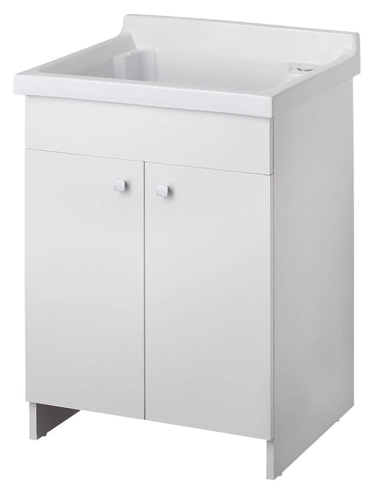 Negrari Lavatoio Ceramica 2002CER Colore Bianco Opaco 62x52 H90 cm Mobile Per Lavanderia Nobilitato Idrofugo Vasca Ceramica Fornito Montato Apertura Ante a Battente Scarico Sifone Autopulente Pilettone Piedini Regolabili
