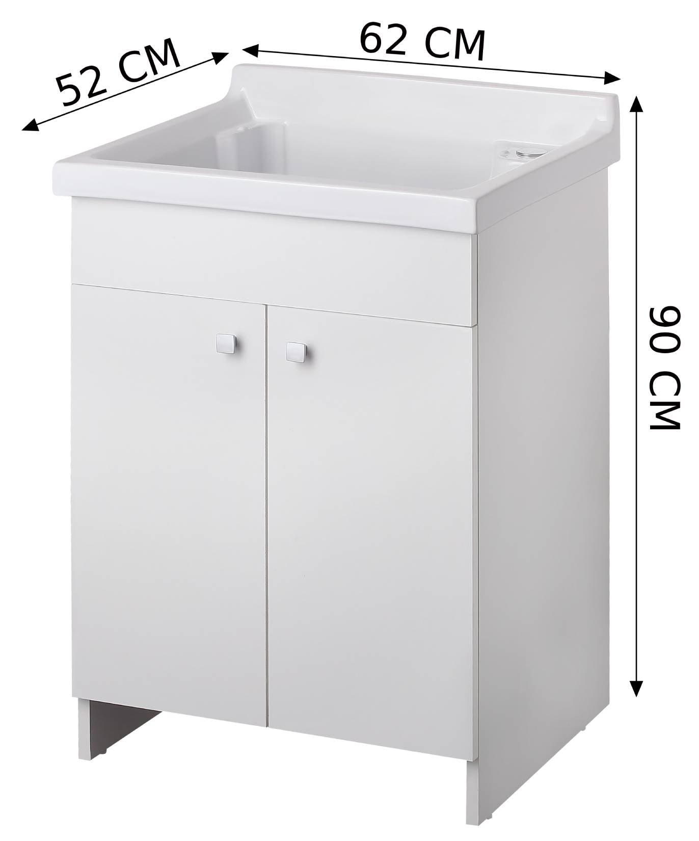 Negrari Lavatoio Ceramica 2002CER Colore Bianco Opaco 62x52 H90 cm Mobile Per Lavanderia Nobilitato Idrofugo Vasca Ceramica Fornito Montato Apertura Ante a Battente Scarico Sifone Autopulente Pilettone Piedini Regolabili