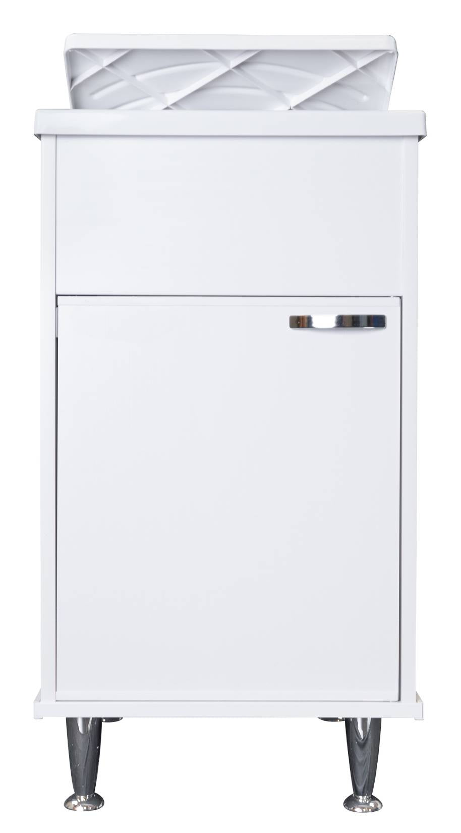 Negrari Lux 9046DDX Lavatoio Bianco 45x50 H85 cm Mobile in PVC Resistente All'Acqua Vasca Asse Lavaggio Polipropilene Fornito Montato Anta Chiusura Battente Maniglia Destra Sifone Piletta Piedini Adatto Per Arredamento Esterno Lavanderia Luoghi Umidi