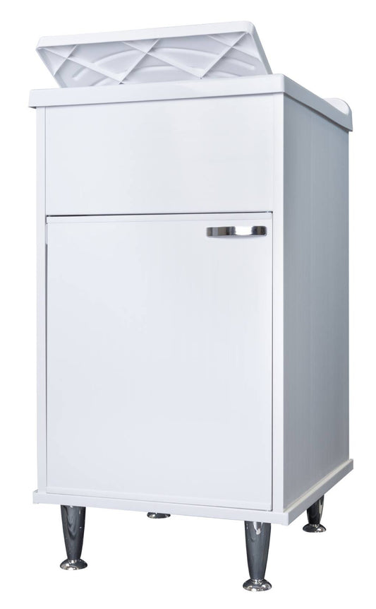 Negrari Lux 9046DDX Lavatoio Bianco 45x50 H85 cm Mobile in PVC Resistente All'Acqua Vasca Asse Lavaggio Polipropilene Fornito Montato Anta Chiusura Battente Maniglia Destra Sifone Piletta Piedini Adatto Per Arredamento Esterno Lavanderia Luoghi Umidi