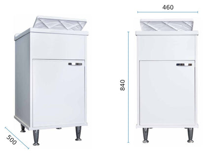 Negrari Lux 9046DDX Lavatoio Bianco 45x50 H85 cm Mobile in PVC Resistente All'Acqua Vasca Asse Lavaggio Polipropilene Fornito Montato Anta Chiusura Battente Maniglia Destra Sifone Piletta Piedini Adatto Per Arredamento Esterno Lavanderia Luoghi Umidi