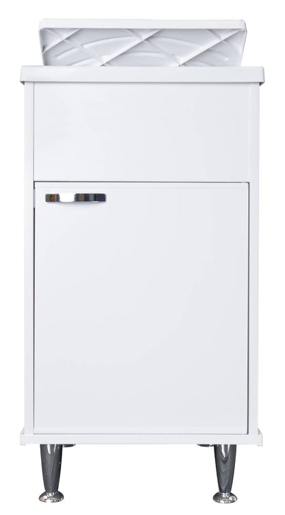 Negrari Lux 9046DSX Lavatoio Bianco 45x50 H85cm Mobile in PVC Resistente All'Acqua Vasca Asse Lavaggio Polipropilene Fornito Montato Anta Chiusura Battente Maniglia Sinistra Sifone Piletta Piedini Adatto Per Arredamento Esterno Lavanderia Luoghi Umidi