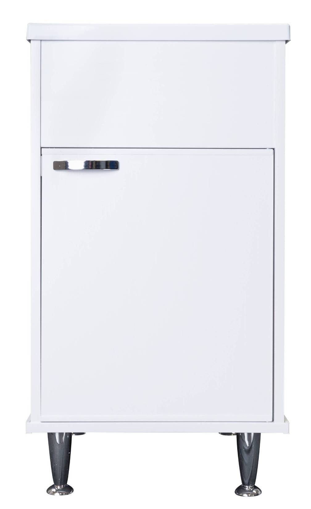 Negrari Lux 9046DSX Lavatoio Bianco 45x50 H85cm Mobile in PVC Resistente All'Acqua Vasca Asse Lavaggio Polipropilene Fornito Montato Anta Chiusura Battente Maniglia Sinistra Sifone Piletta Piedini Adatto Per Arredamento Esterno Lavanderia Luoghi Umidi