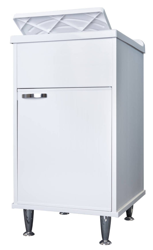 Negrari Lux 9046DSX Lavatoio Bianco 45x50 H85cm Mobile in PVC Resistente All'Acqua Vasca Asse Lavaggio Polipropilene Fornito Montato Anta Chiusura Battente Maniglia Sinistra Sifone Piletta Piedini Adatto Per Arredamento Esterno Lavanderia Luoghi Umidi