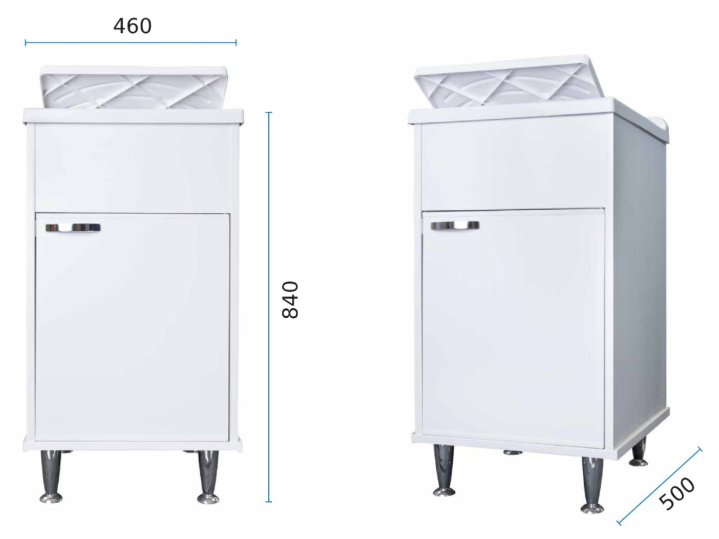 Negrari Lux 9046DSX Lavatoio Bianco 45x50 H85cm Mobile in PVC Resistente All'Acqua Vasca Asse Lavaggio Polipropilene Fornito Montato Anta Chiusura Battente Maniglia Sinistra Sifone Piletta Piedini Adatto Per Arredamento Esterno Lavanderia Luoghi Umidi