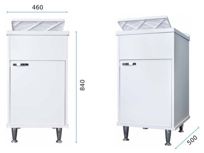 Negrari Lux 9046DSX Lavatoio Bianco 45x50 H85cm Mobile in PVC Resistente All'Acqua Vasca Asse Lavaggio Polipropilene Fornito Montato Anta Chiusura Battente Maniglia Sinistra Sifone Piletta Piedini Adatto Per Arredamento Esterno Lavanderia Luoghi Umidi