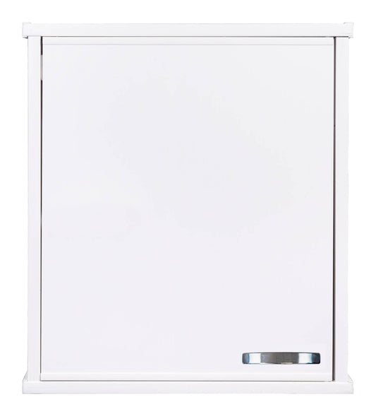Negrari Lux FH945DDX Pensile 1 Anta Colore Bianco 46,5x34 H52,5 cm Mobile Lavanderia Armadio Sospeso Fornito Montato in PVC Resistente All'Acqua Adatto Per Interno Esterno Luoghi Umidi Apertura Sportello Pieno Battente Maniglia Cromata Destra Ripiano