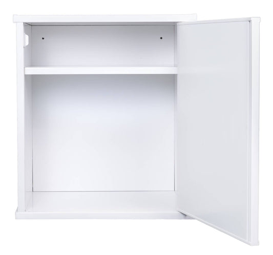 Negrari Lux FH945DSX Pensile 1 Anta Colore Bianco 46,5x34 H52,5 cm Mobile Lavanderia Armadio Sospeso Fornito Montato in PVC Resistente All'Acqua Adatto Per Interno Esterno Luoghi Umidi Apertura Sportello Pieno Battente Maniglia Cromata Sinistra Ripiano