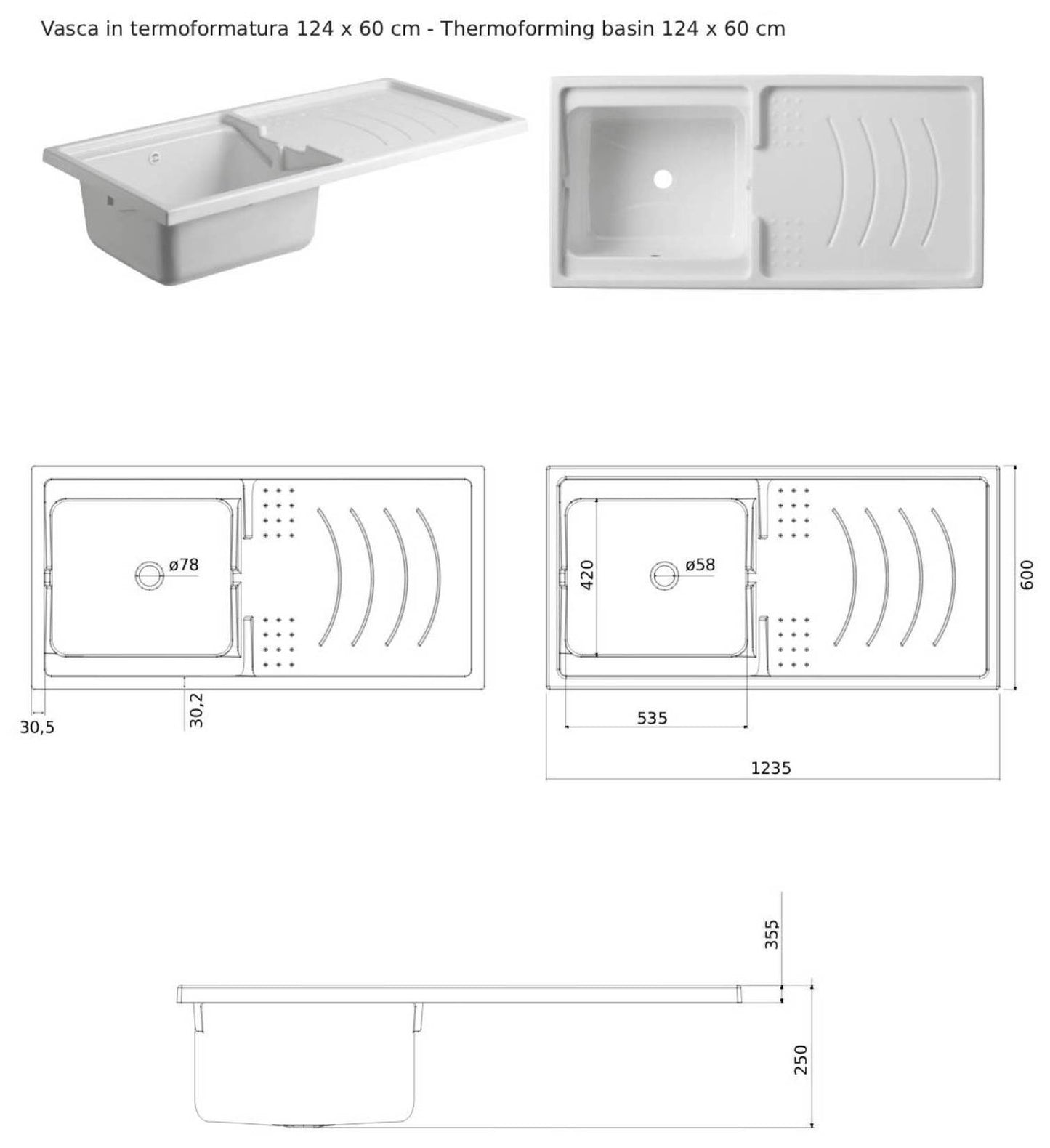 Negrari Magica 2800CSSX Lavatoio Coprilavatrice Montato Bianco 124x60 H89 cm Vasca Sinistra Lavatrice Destra Mobile Lavanderia Nobilitato Idrofugo Lavabo Polipropilene Asse Legno Anta Rallentata Fondo Alluminio Cesto Scorrevole Sifone Piletta Piedini