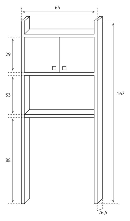 Negrari Marsala 5016P Scaffale Sopra Lavatrice Bianco Con Ripiano Misura 65x26,5 H162 cm Mobile Con Ante a Chiusura Battente Realizzato in PVC Resistente All’Acqua Pomoli Satinati Piedini Regolabili Da Montare Per Lavanderia Interno Esterno Ambienti Umidi