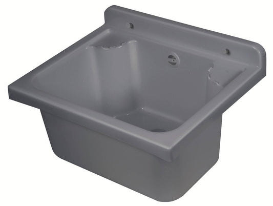 Negrari Pilozzo Mini 2051DG Lavandino Grigio 42,5x34 H20 cm Capacità 11,5 Litri Lavabo Piccolo a Muro Vasca in Polipropilene Resistente ad Agenti Atmosferici Acidi Prodotti Chimici Per Interno Esterno Bagno Lavanderia Con Appoggio Ripiani Sifone Piletta