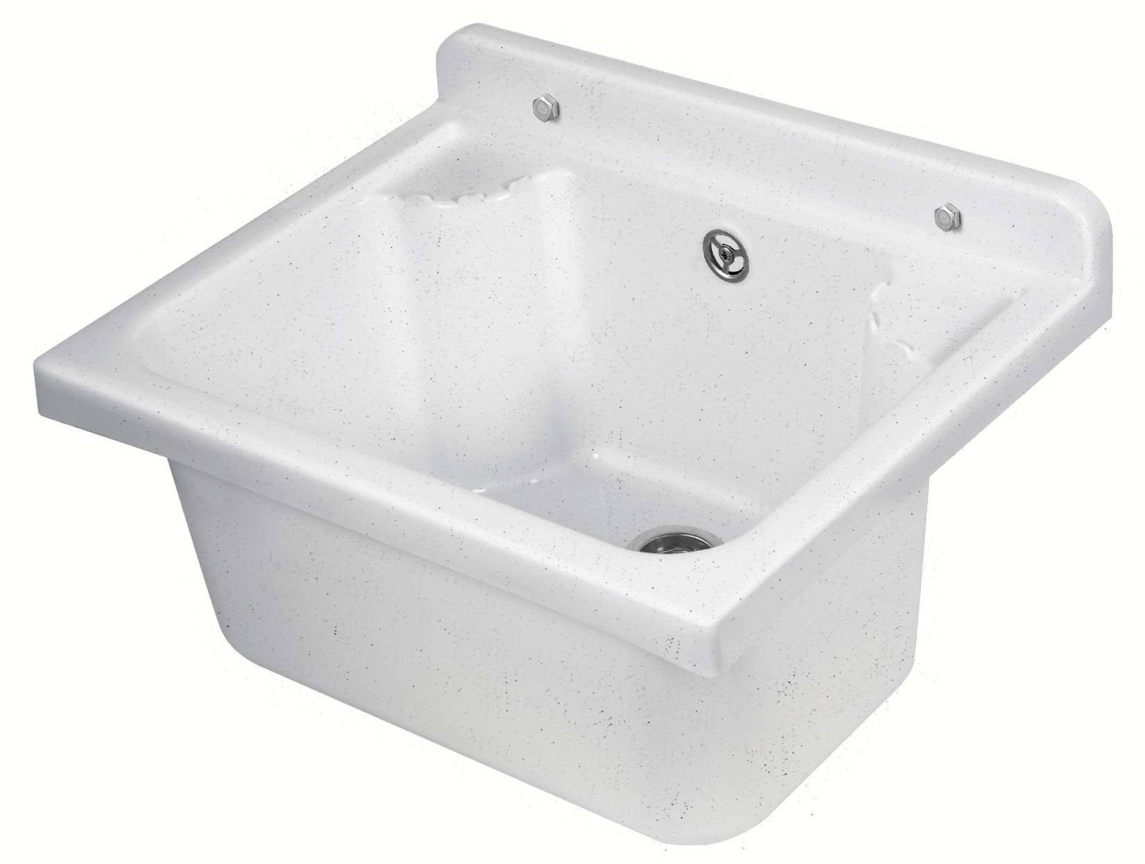 Negrari Pilozzo Mini 2051DM Lavandino Bianco Marmo 42,5x34 H20 cm Capacità 11,5 Lt Lavabo Piccolo Muro Vasca in Polipropilene Resistente ad Agenti Atmosferici Acidi Prodotti Chimici Per Interno Esterno Bagno Lavanderia Con Appoggio Ripiani Sifone Piletta